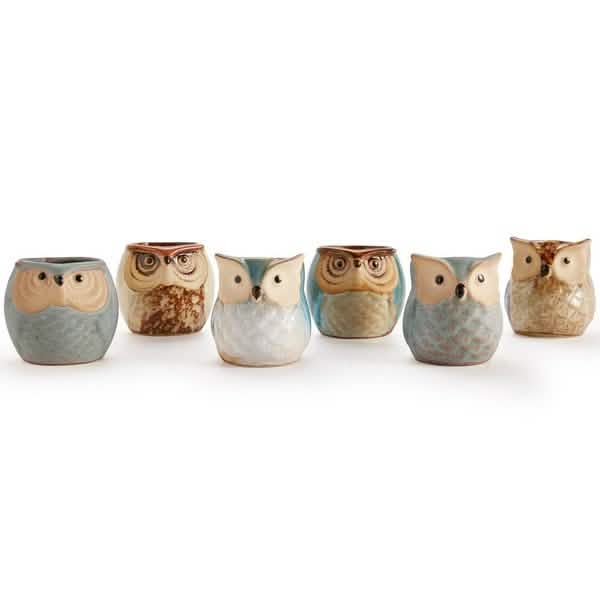 6-Pack: 2.5 Inch Owl Pot Ceramic Base