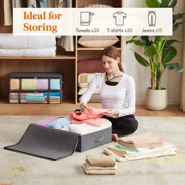 6-Pack: 40L Foldable Clothing Storage Bags with Front Clear Window