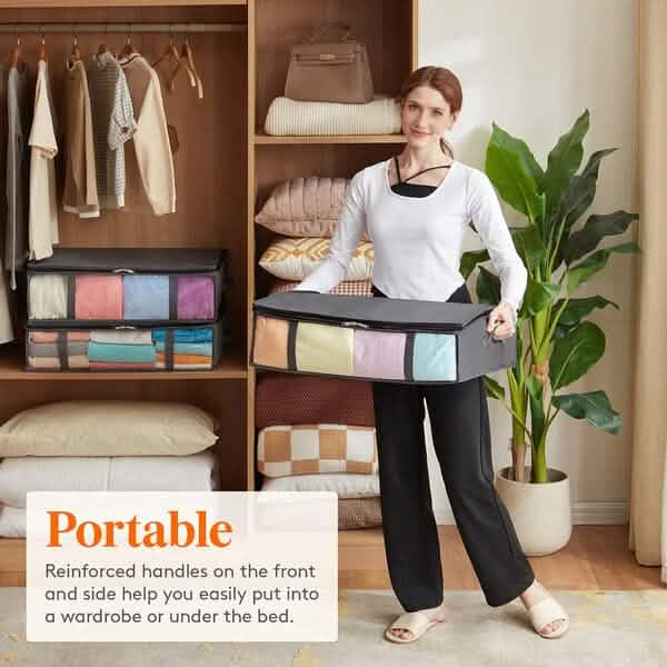 6-Pack: 40L Foldable Clothing Storage Bags with Front Clear Window