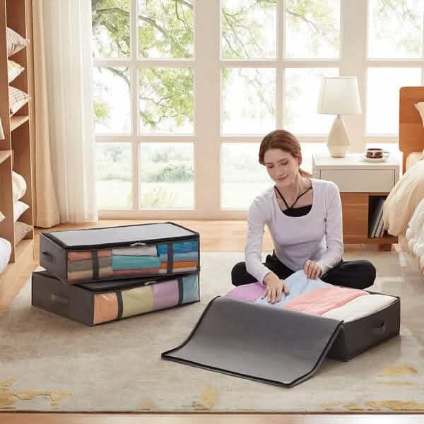 6-Pack: 40L Foldable Clothing Storage Bags with Front Clear Window