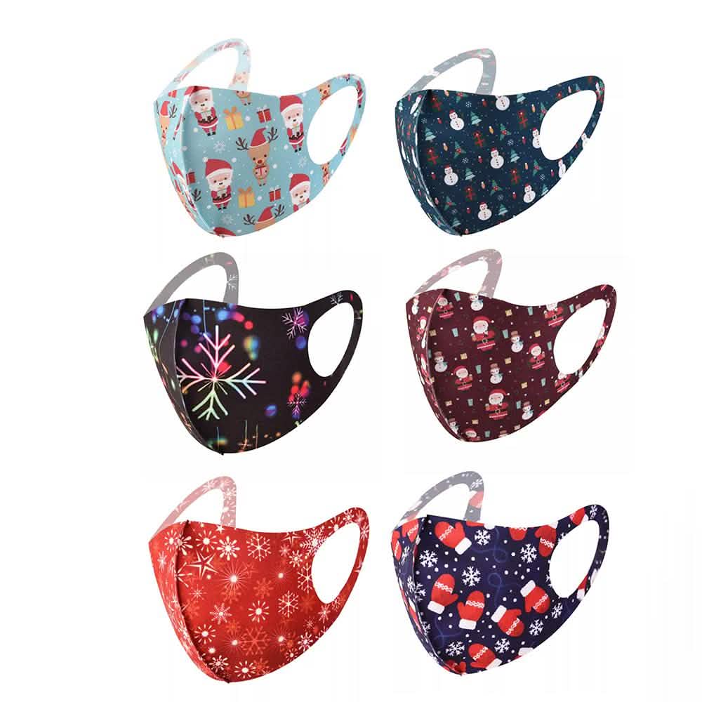 6-Pack: Fun Designed Holiday Themed Reusable Face Masks