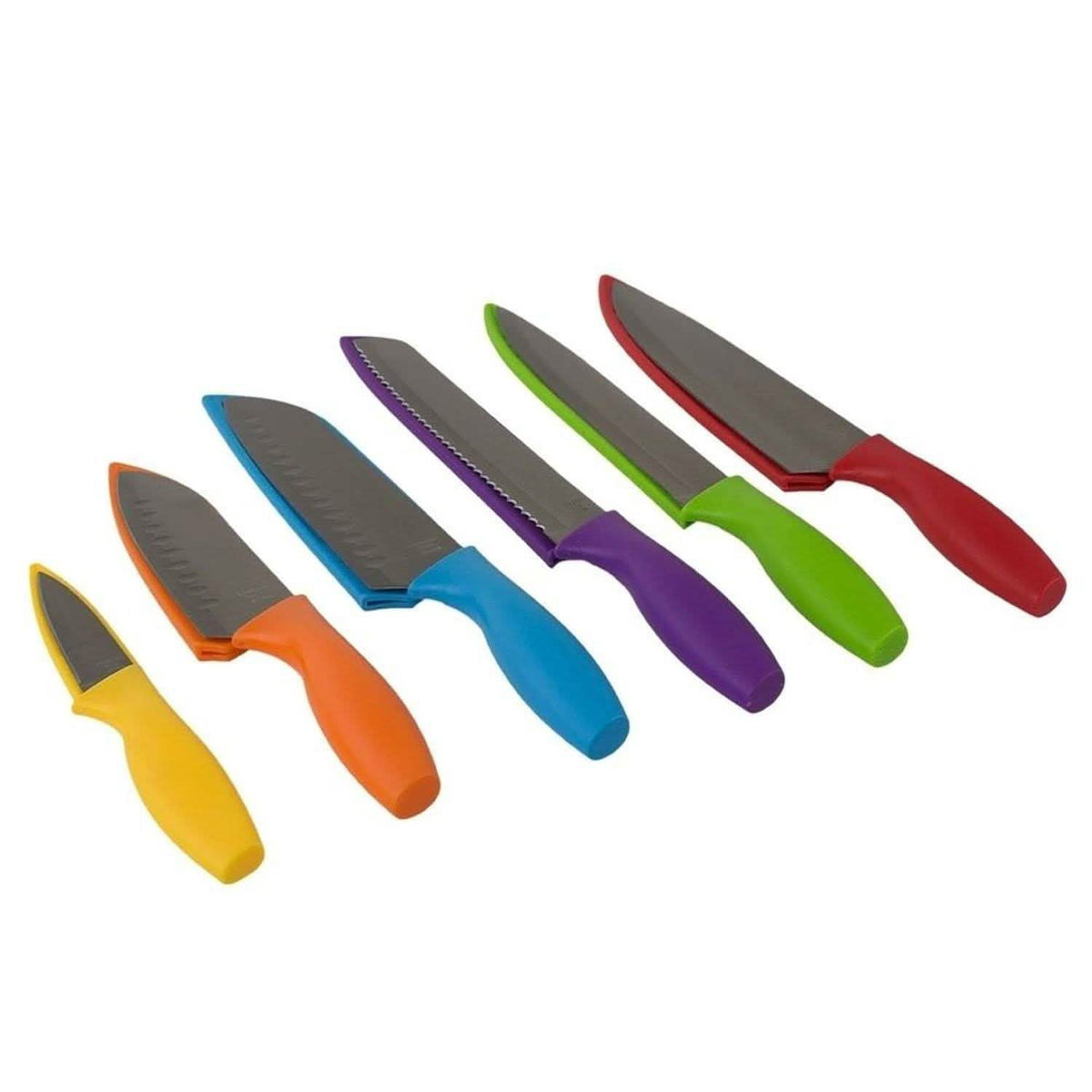 6-Piece Set: Sazon Stainless Steel Knife and Colorful Slip Covers