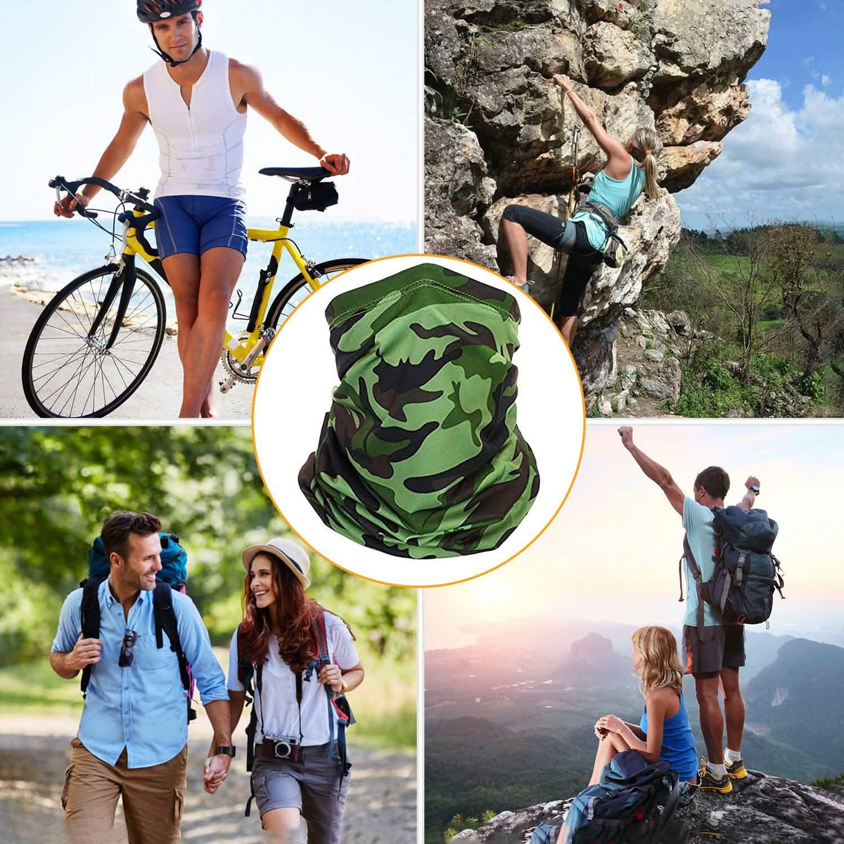 6-Pieces: Summer Neck Gaiter UV Sunscreen Protection Face Mask Scarf