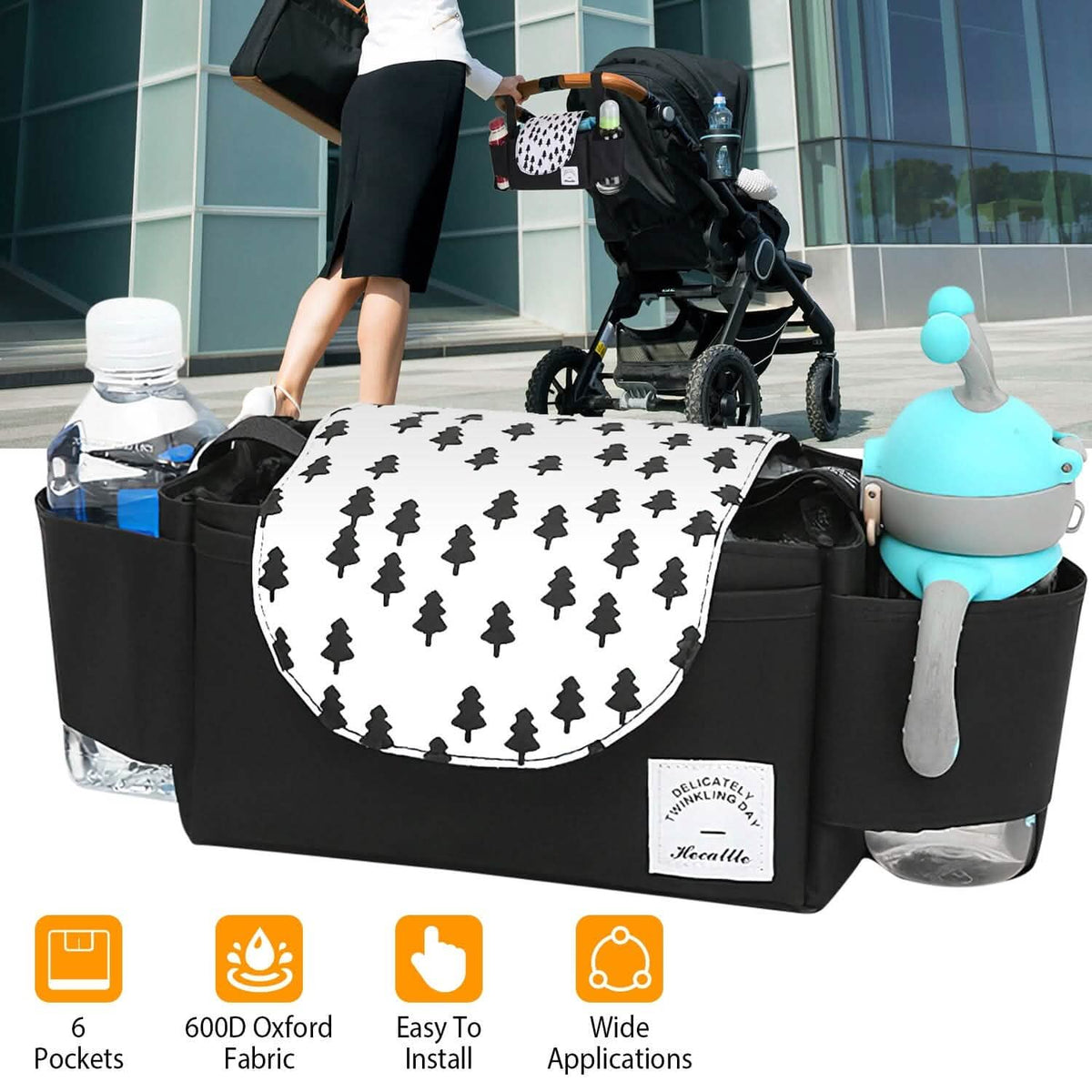 6-Pockets Baby Trolley Bag with Cup Holder