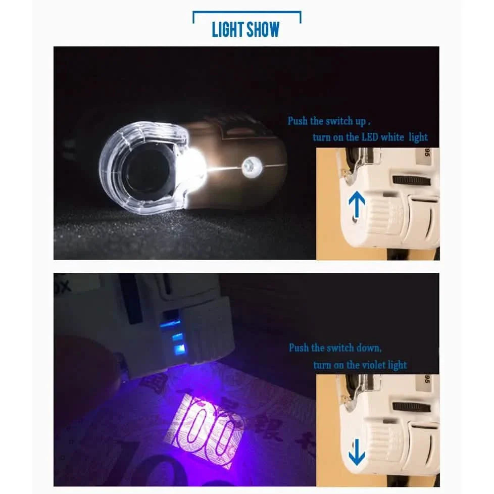 60X Handheld Magnifying Glass Mini Pocket Microscope