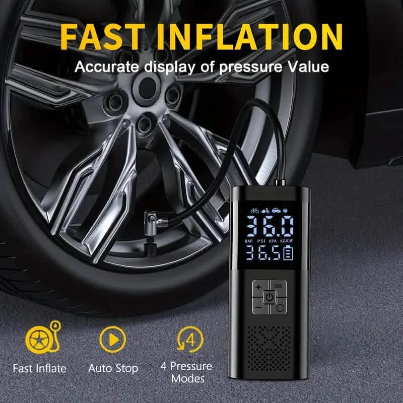 Portable Electric Tire Inflator – 150PSI Air Compressor with Digital Gauge & LED Light