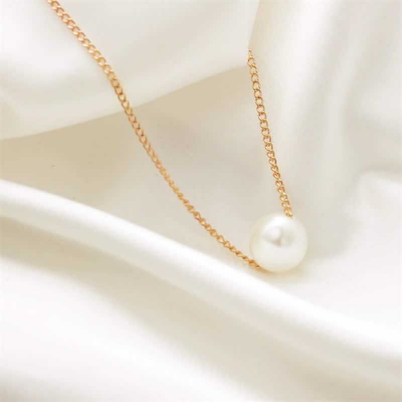 Women’s Minimalist White Pearl Beaded Necklace – Elegant Statement Chain