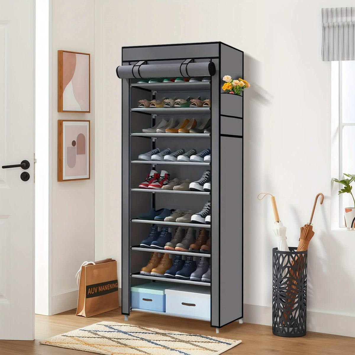 10-Layer 9 Grid Shoe Rack Shelf Storage Closet Organizer