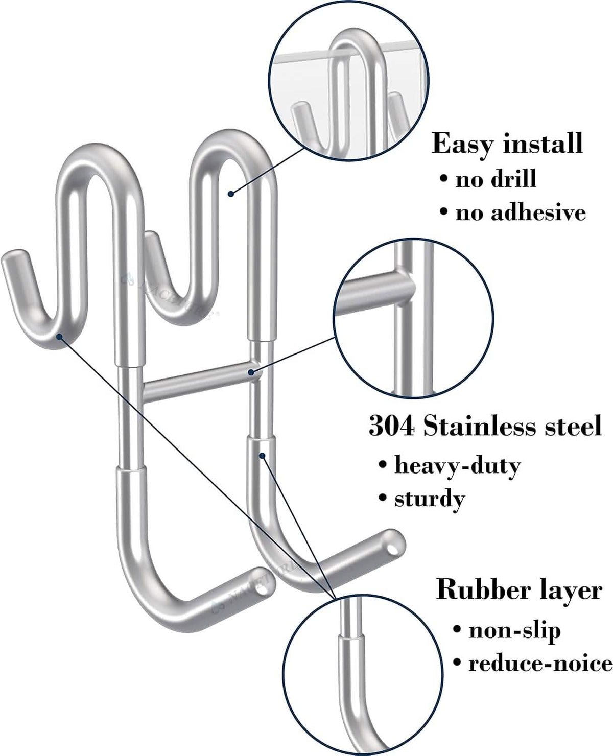 Rust-Resistant Door Mount Shower Hook – Strong Multifunctional Hanging Hook