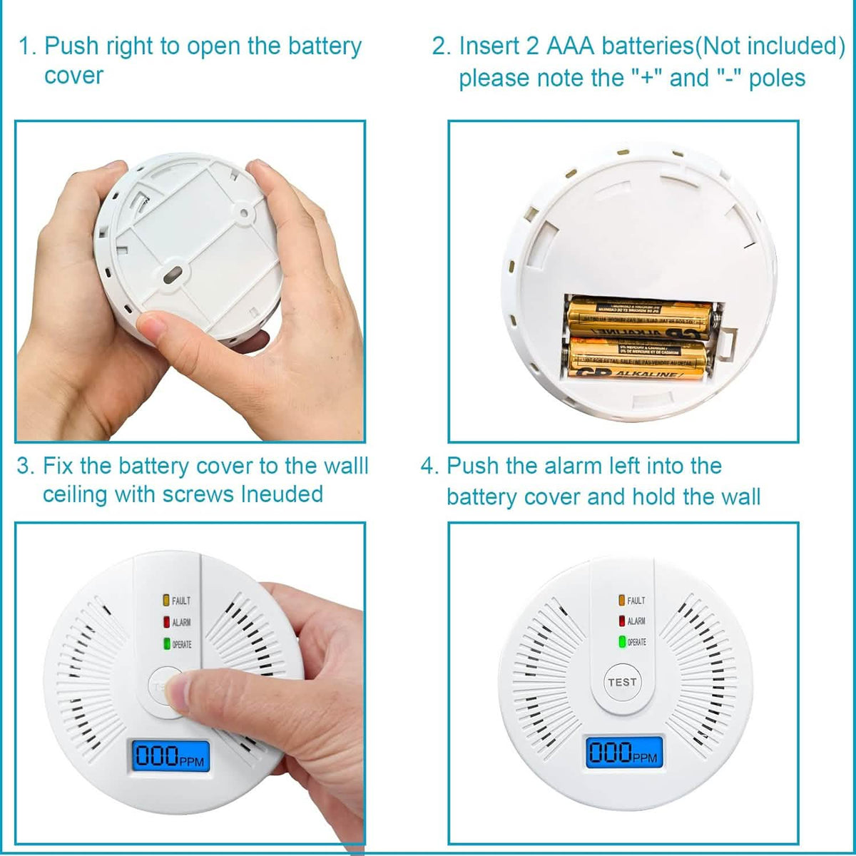 Portable Carbon Monoxide Detector – Battery-Operated CO Alarm