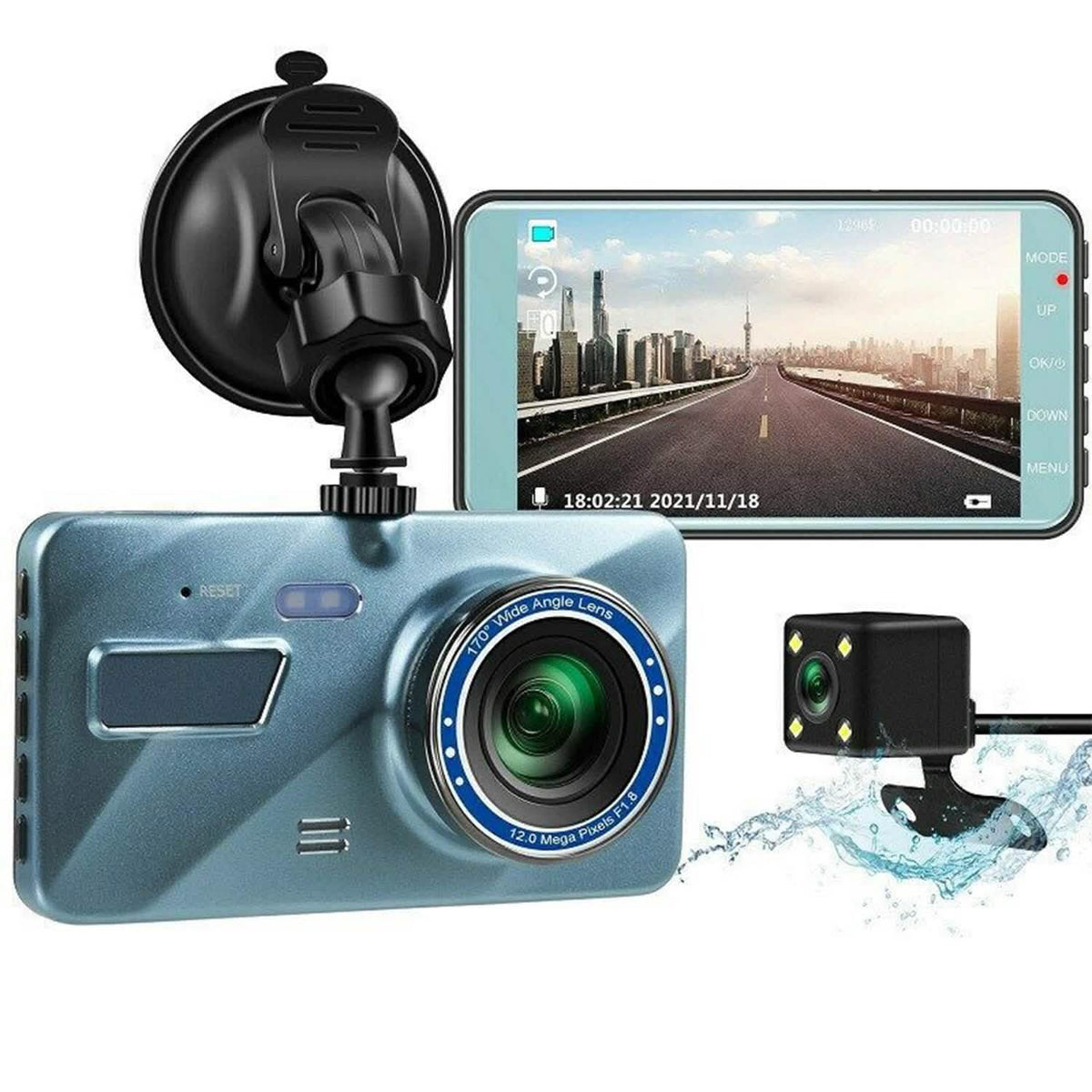 720P Dual Dash Car Camera Recorder with Motion Detection Light