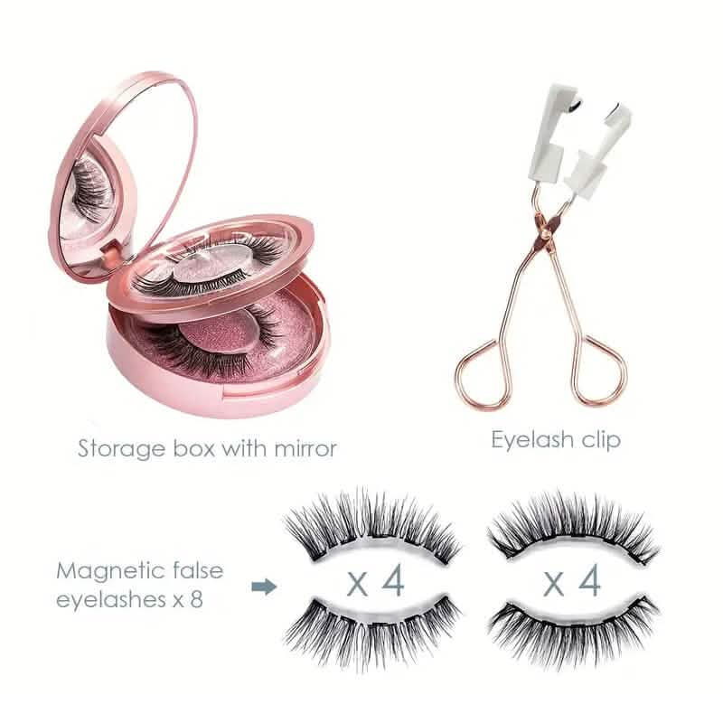 8-Pairs: Reusable Magnetic Dual 3D False Eyelashes Kit