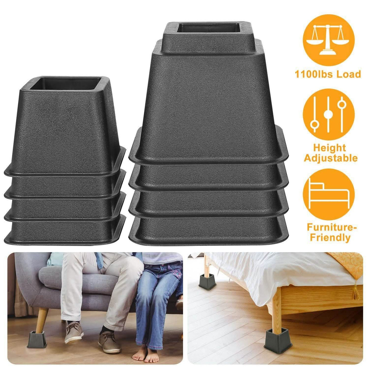 8-Pieces: Furniture Risers