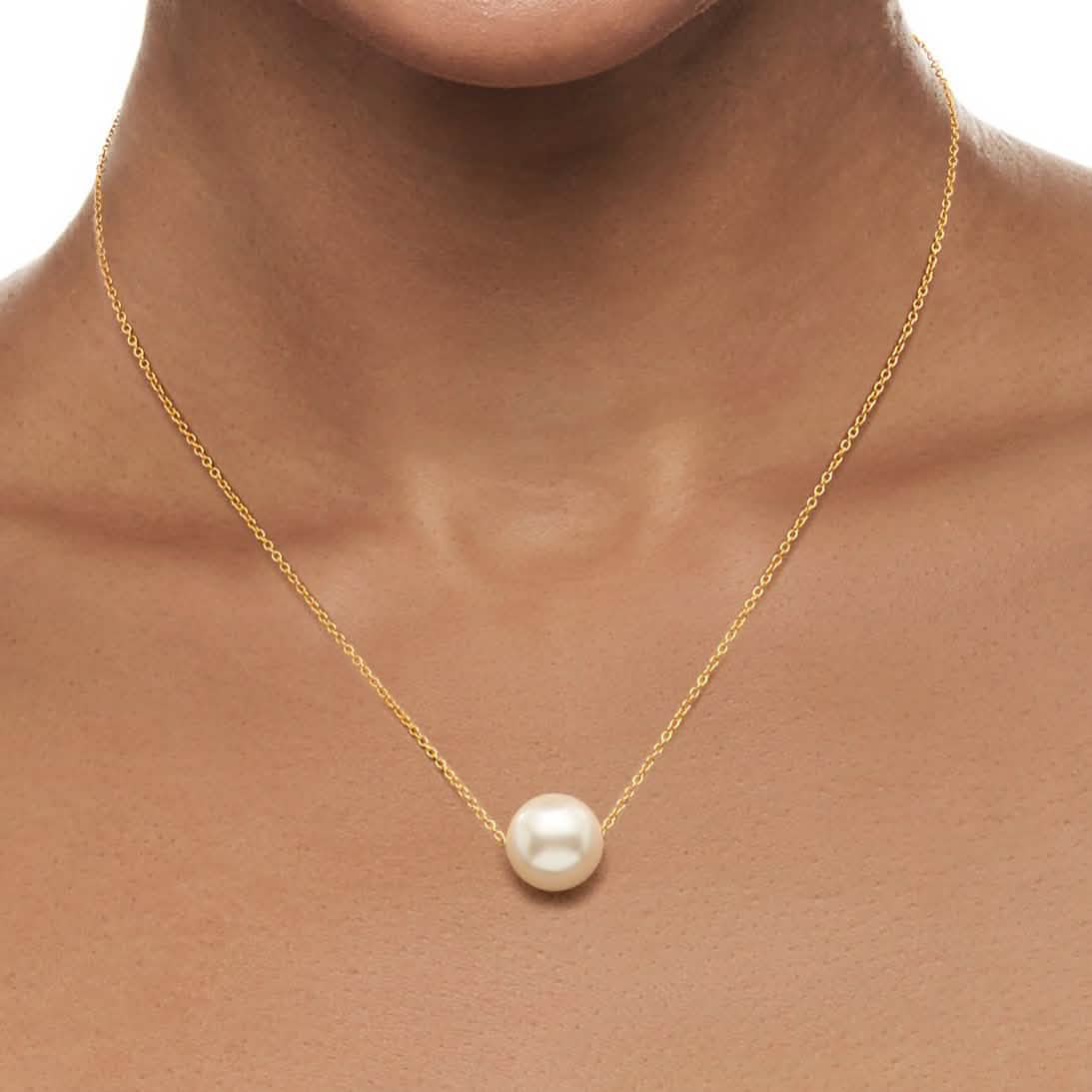Women’s Minimalist White Pearl Beaded Necklace – Elegant Statement Chain