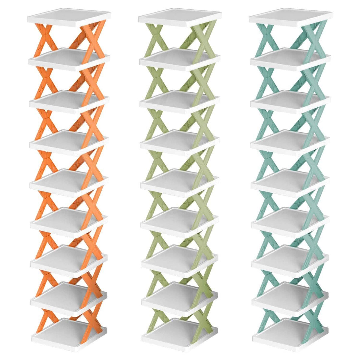 9-Tier Narrow Entryway Shoe Rack Plastic Vertical Shoe Organizer