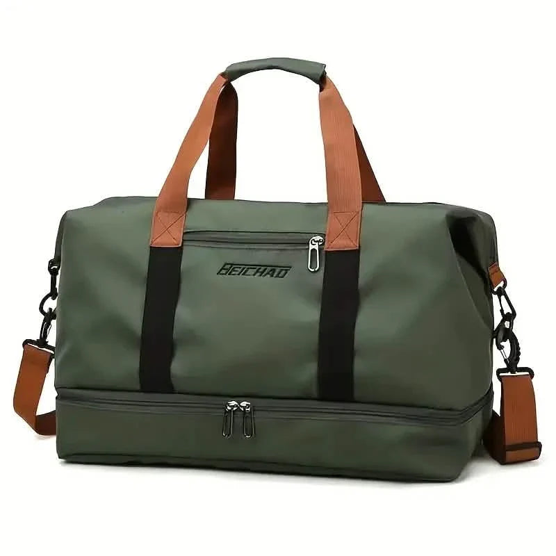 Nylon Duffel Bag for Travel – Large Capacity, Foldable, Shoe Compartment – Men & Women