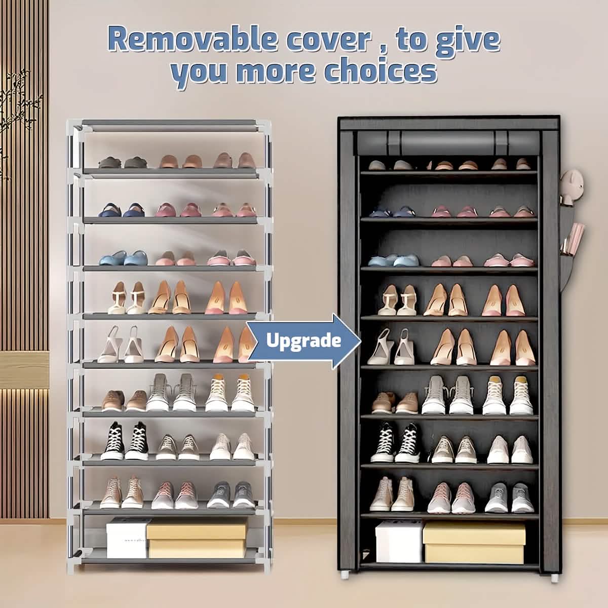 10-Layer 9 Grid Shoe Rack Shelf Storage Closet Organizer