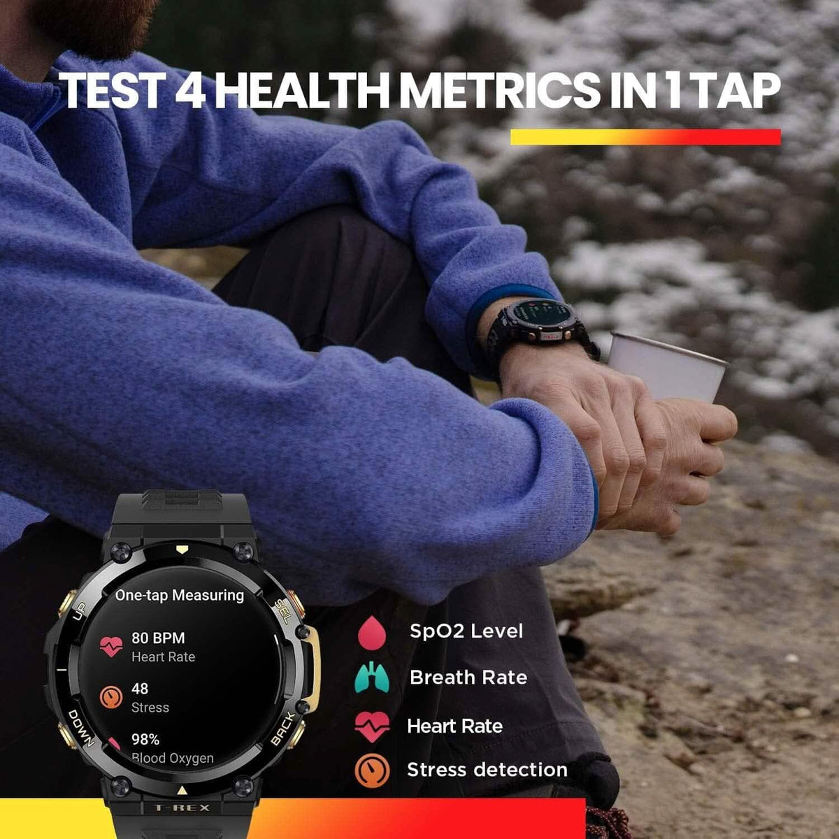 Amazfit T-Rex 2 Smart Watch for Men  (Refurbished)