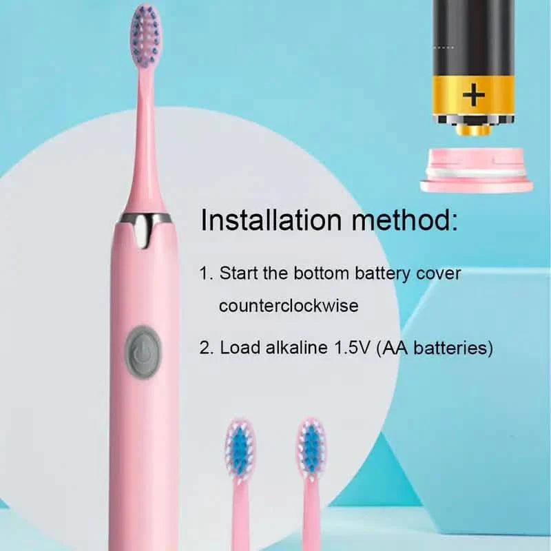 Battery Operated Toothbrush Kit with 6 Soft Bristles