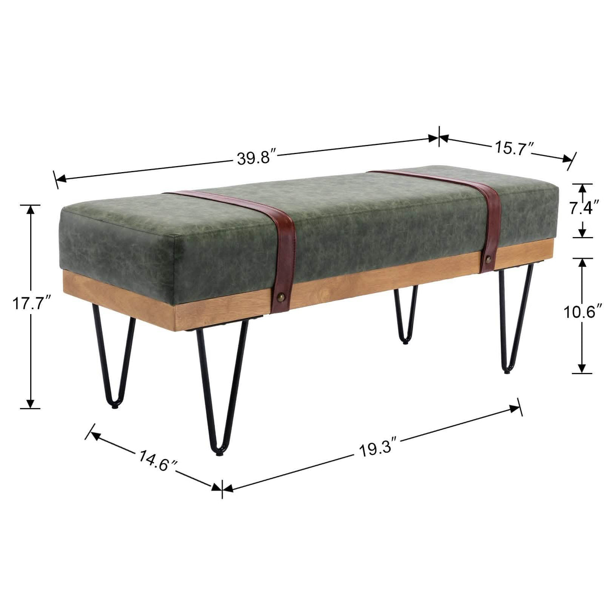 Bench for Bedroom Entryway Linen Ottoman Fabric Upholstered with Soft Cushion and Solid Wood Frame