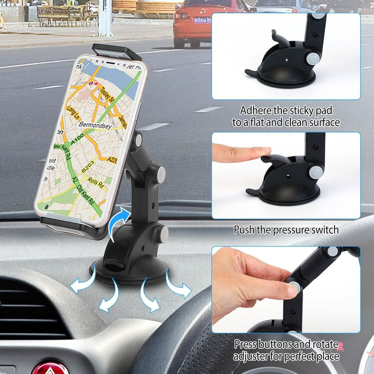Car Phone Holder Mount Dashboard Tablet Stand Holder