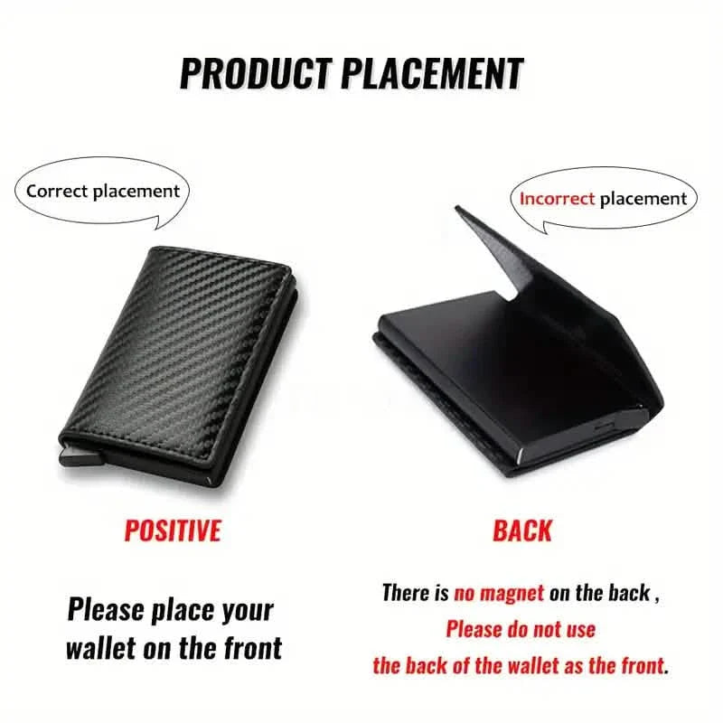 Carbon Fiber Credit Card Holder RFID Blocking, Slim Pop Up Minimalist Wallet