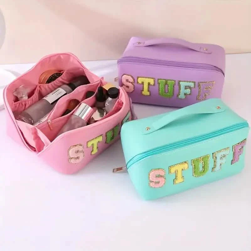Chenille Letter Patches Cosmetic Bag
