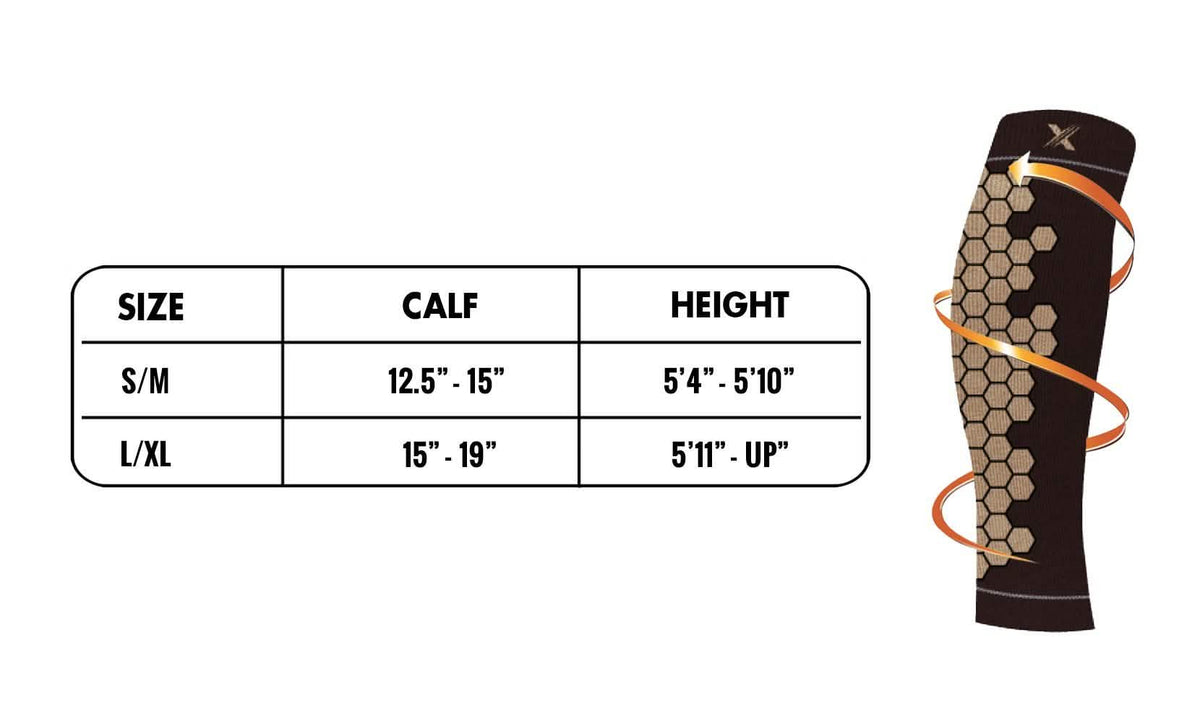 Copper Infused High Performance Compression and Support Calf Sleeves