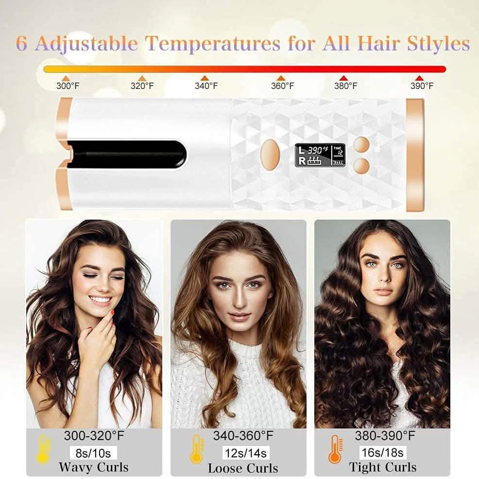 Cordless Automatic Portable Ceramic Barrel Hair Curler