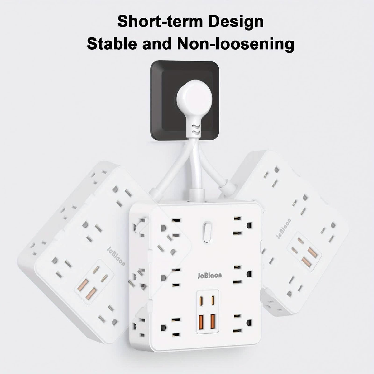 16-in-1 Power Strip – 12 AC Outlets & 4 USB Ports, White
