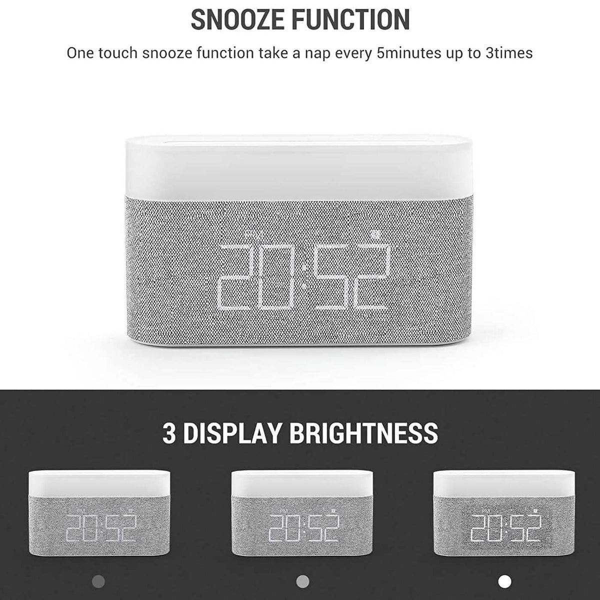 Digital Alarm Clock with Wireless Charging