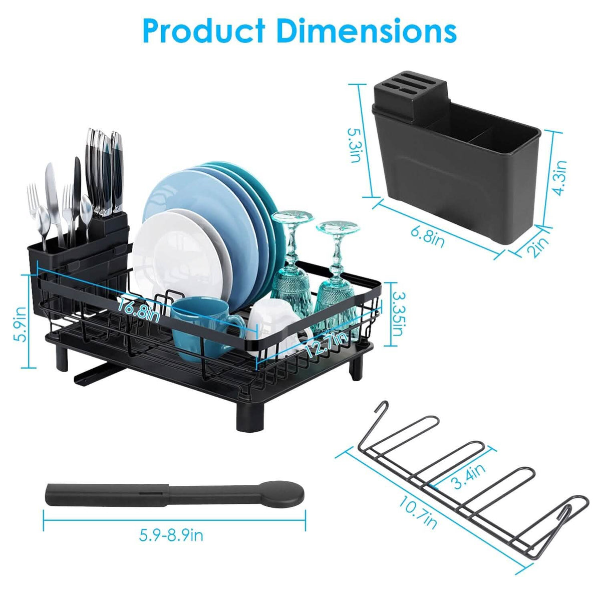 Dish Drying Rack Drain Board Utensil Holder Organizer