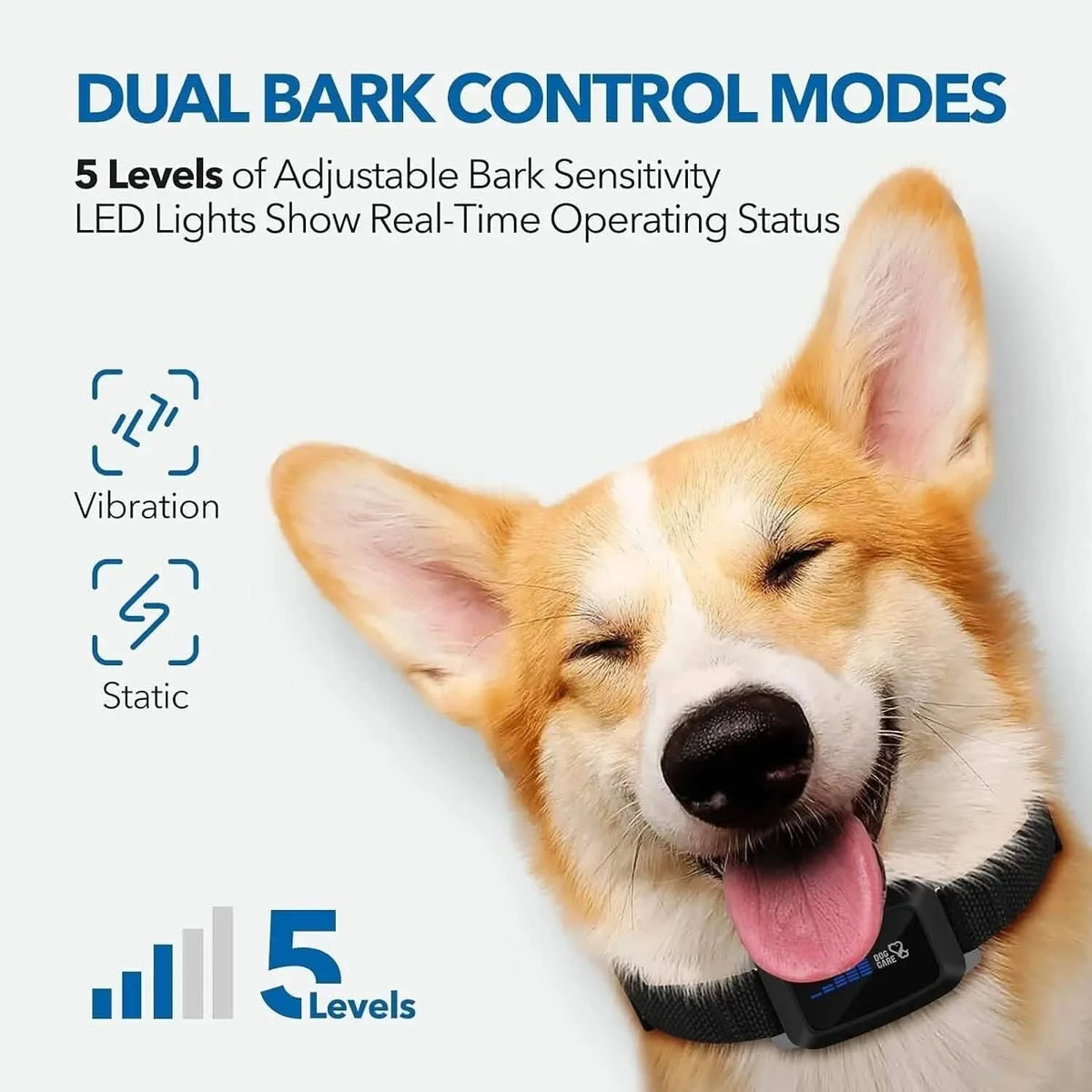 Dog Bark Collar Rechargeable with Intelligent Bark Control Vibration