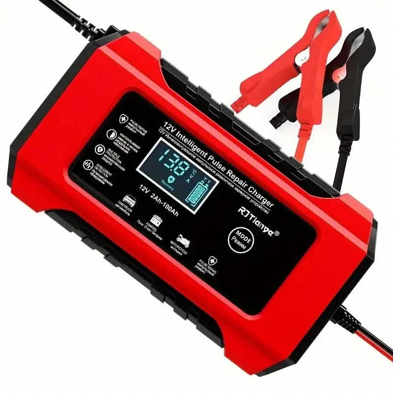 12V Intelligent Pulse Repair Smart Battery Charger with LCD Display