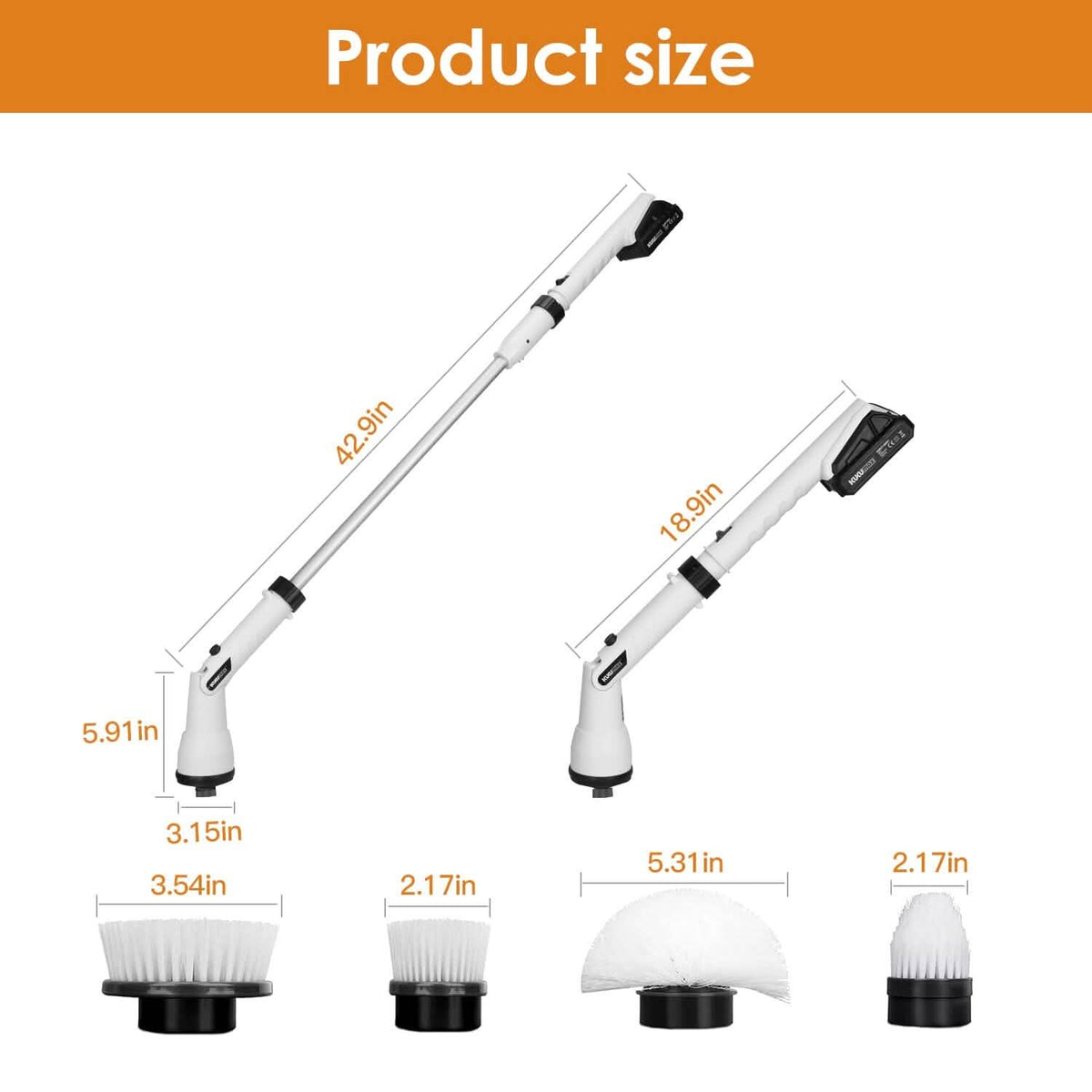Electric Cordless Spin Scrubber Cleaning Brush with 4 Replaceable Heads
