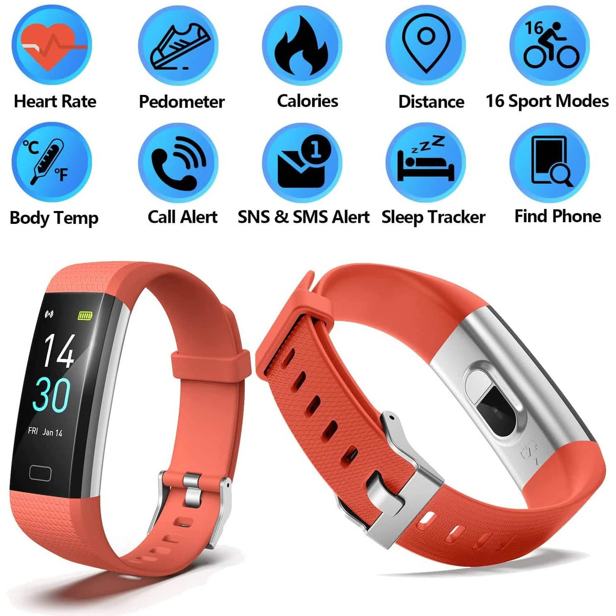 Fitness Tracker with Step Counter Calories Stopwatch