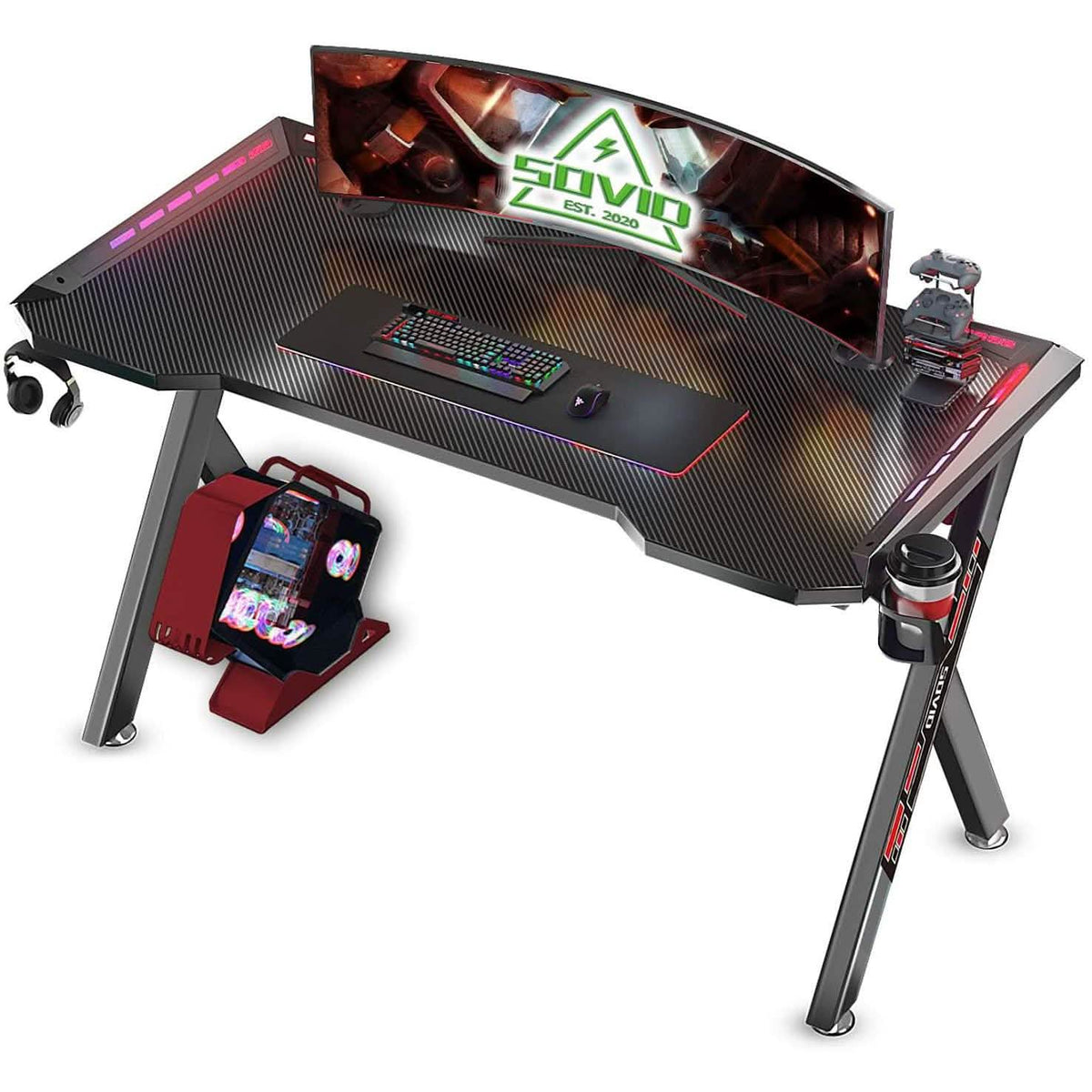 Flusha Gaming Desk with LED RGB Lights