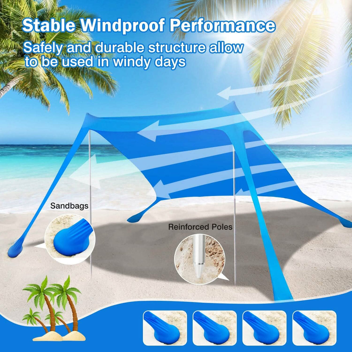Foldable Beach Canopy Tent Collapsible Shade
