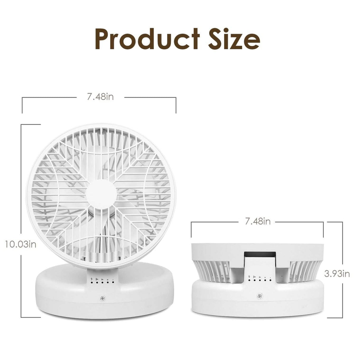 Foldable Desk Fan with 4 Wind Speeds Type-C Rechargeable Wall-Mounted