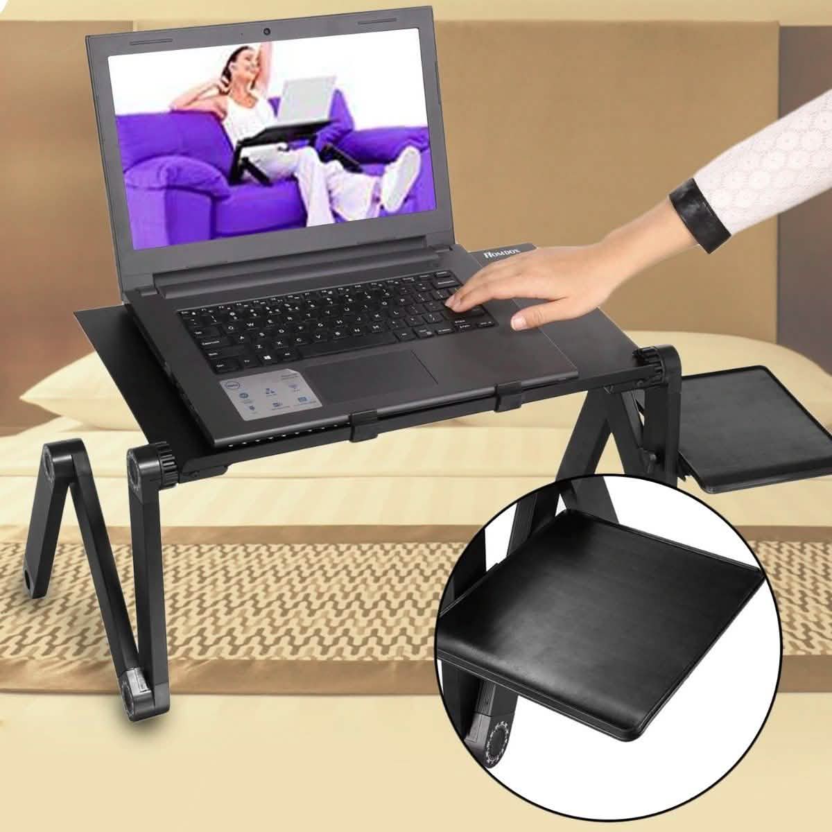 Foldable Laptop Table Bed Notebook Desk with Mouse Board