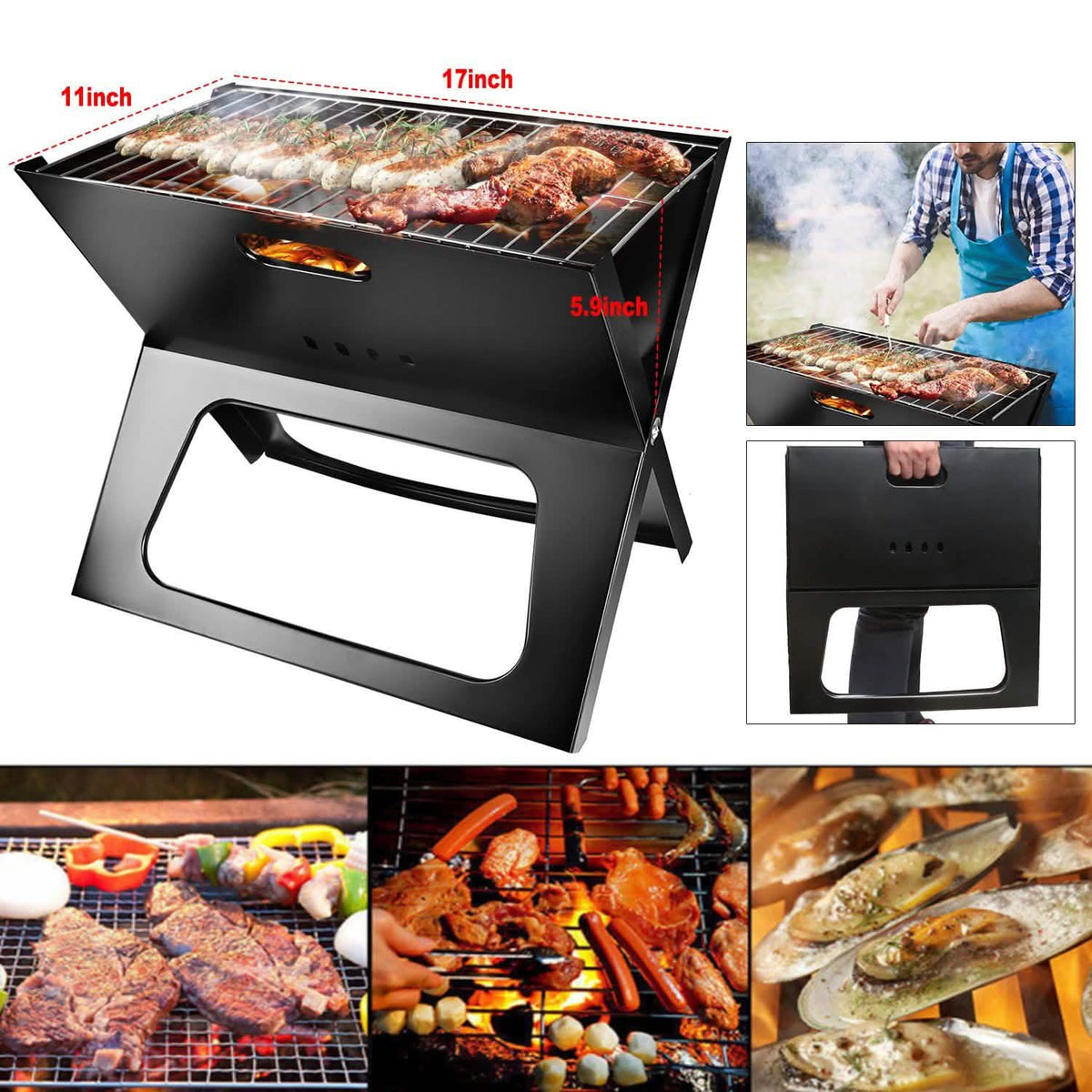Foldable Portable BBQ Barbecue Grill