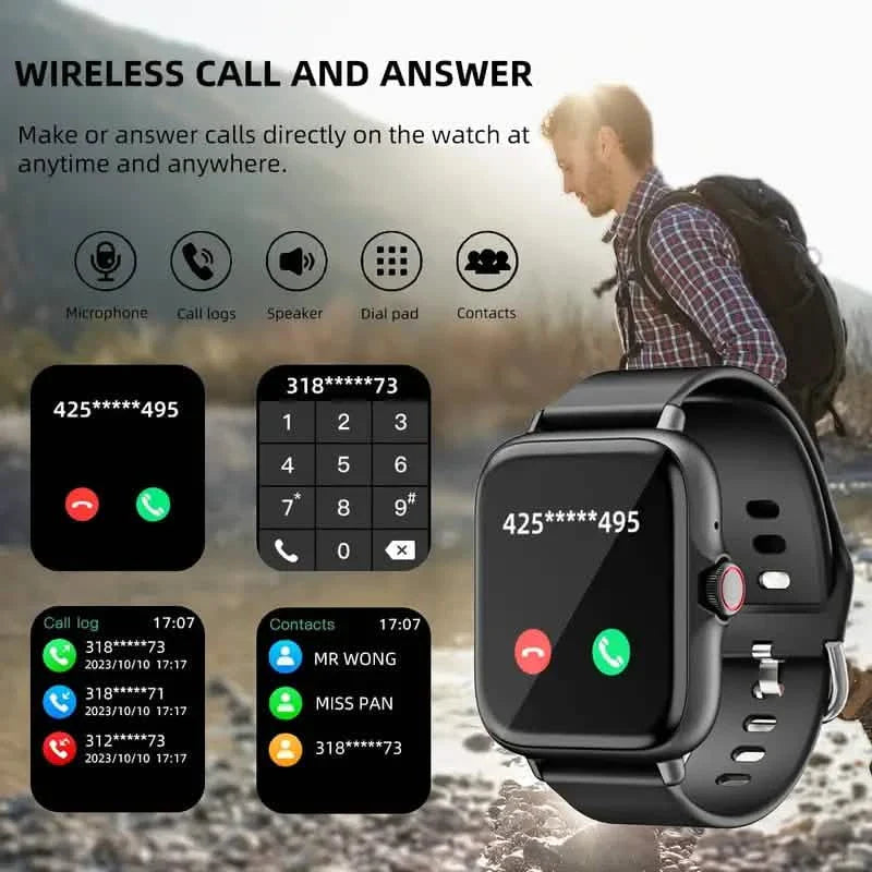 Full Touch Screen Smart Watch with Activity Tracker, Call & Message Functions, Pedometer & More