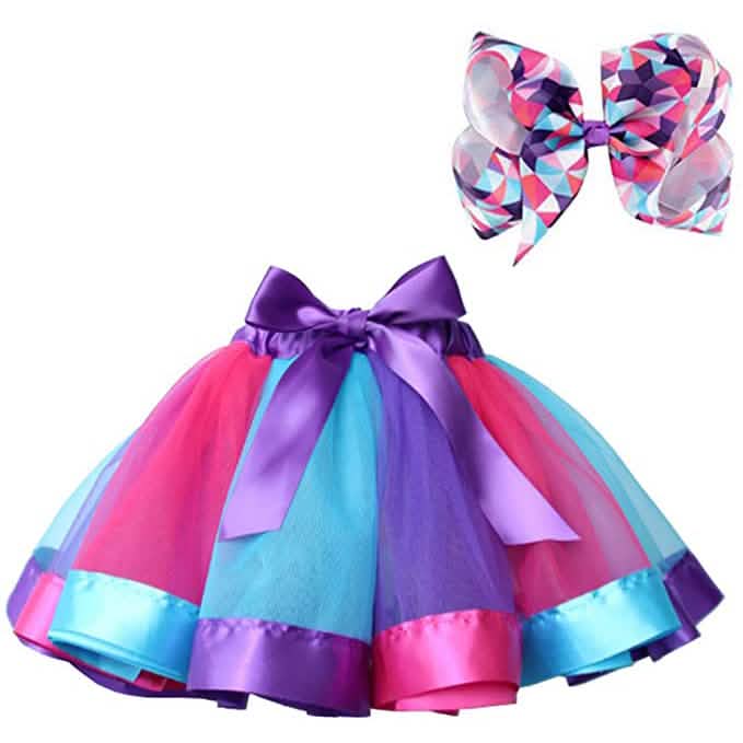 Girl's Layered Ballet Tulle Rainbow Tutu Skirt