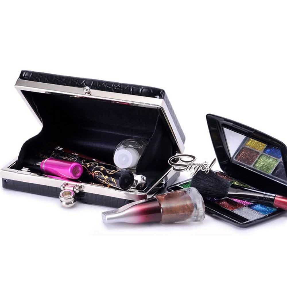 Glambag Shiny Exotic Croc Frame Clutch