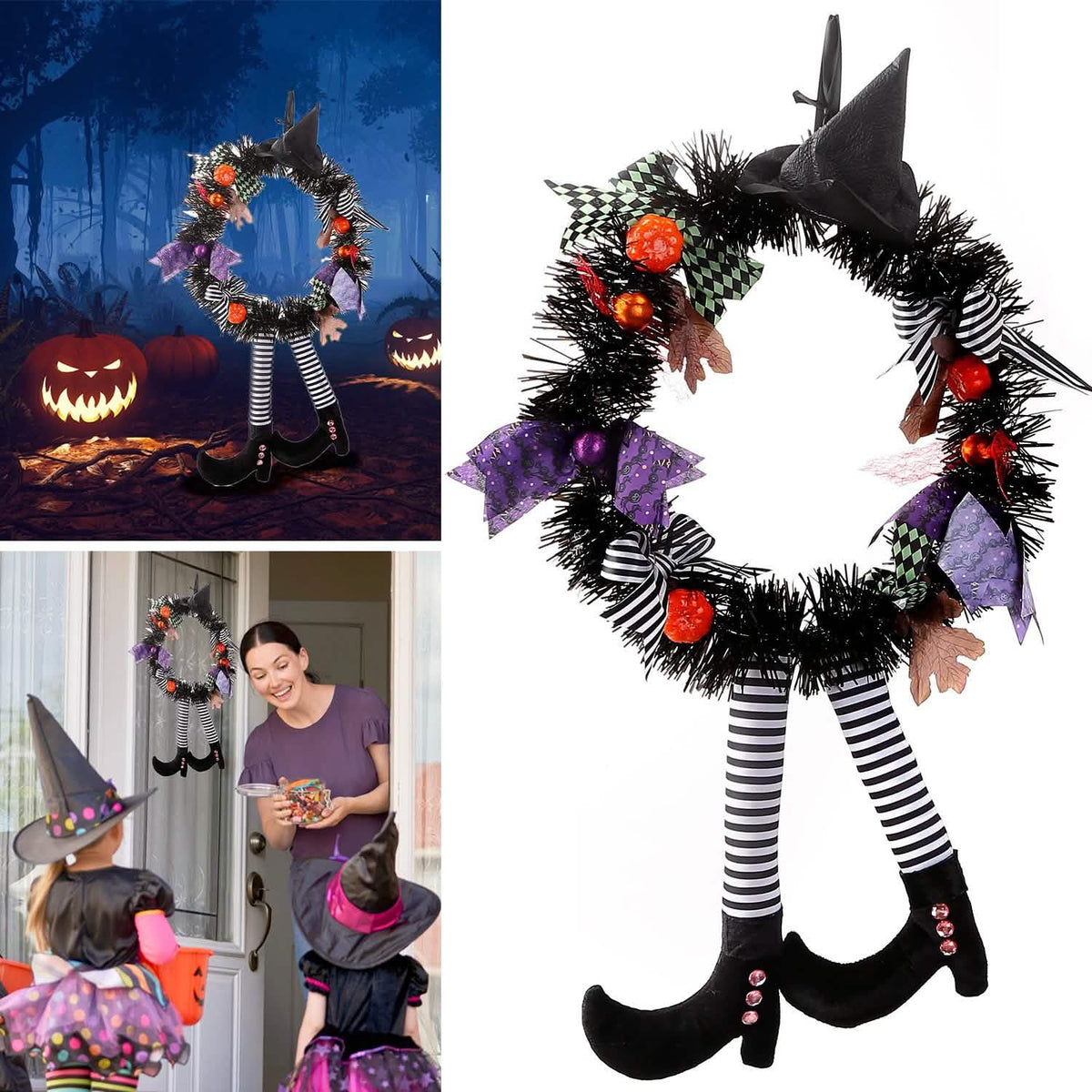 Halloween Witch Wreath Pumpkin Decorations