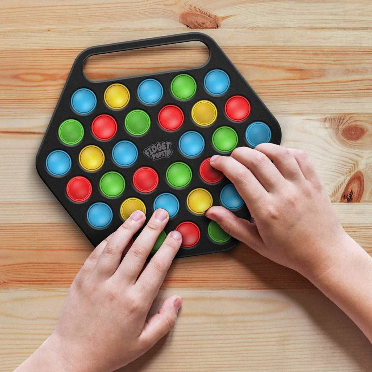 Hard Shell Pop it Fidget Toy Board with Carrying Handle for Adults & Kids