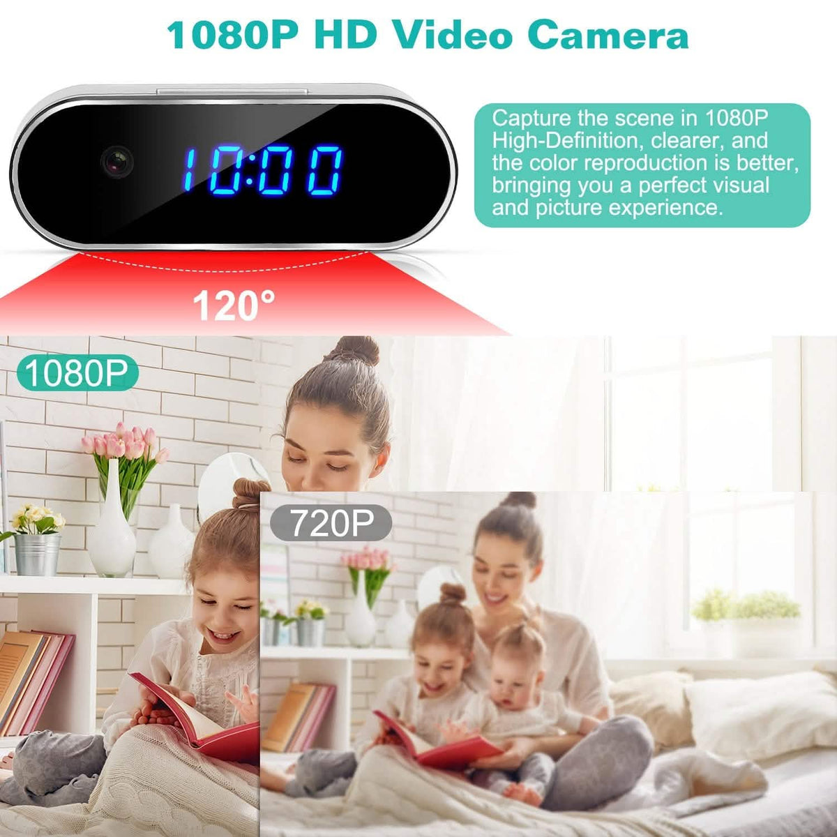 HD 1080P Wi-Fi Alarm Clock Camera
