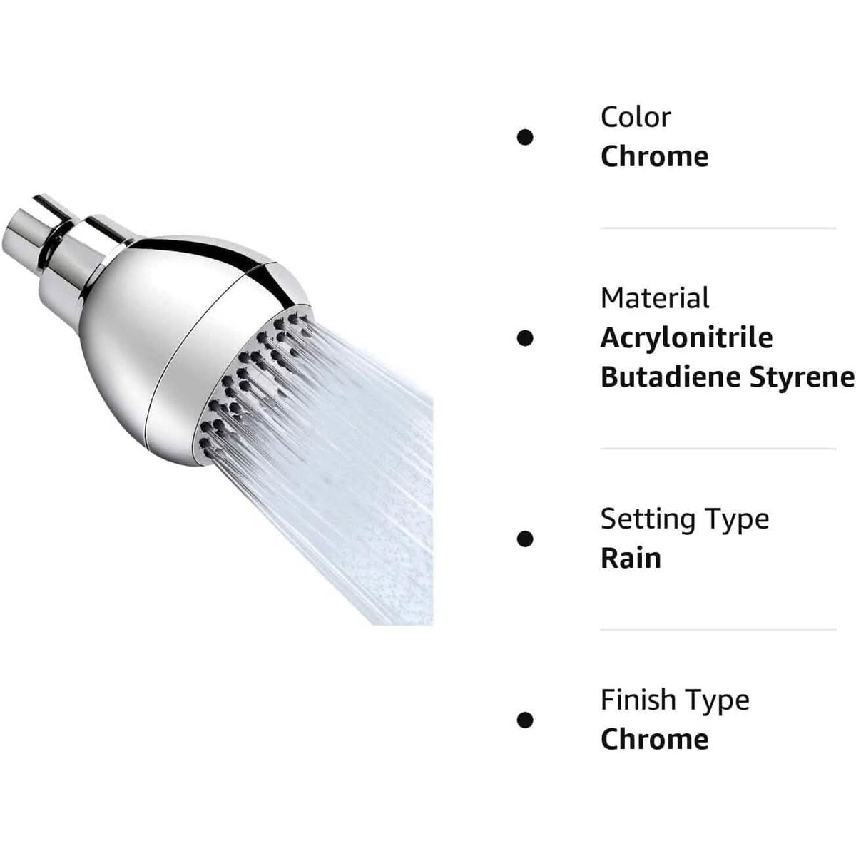 High Pressure Shower Head 3" Anti-clog Anti-leak Fixed with Adjustable Swivel Brass Ball Joint