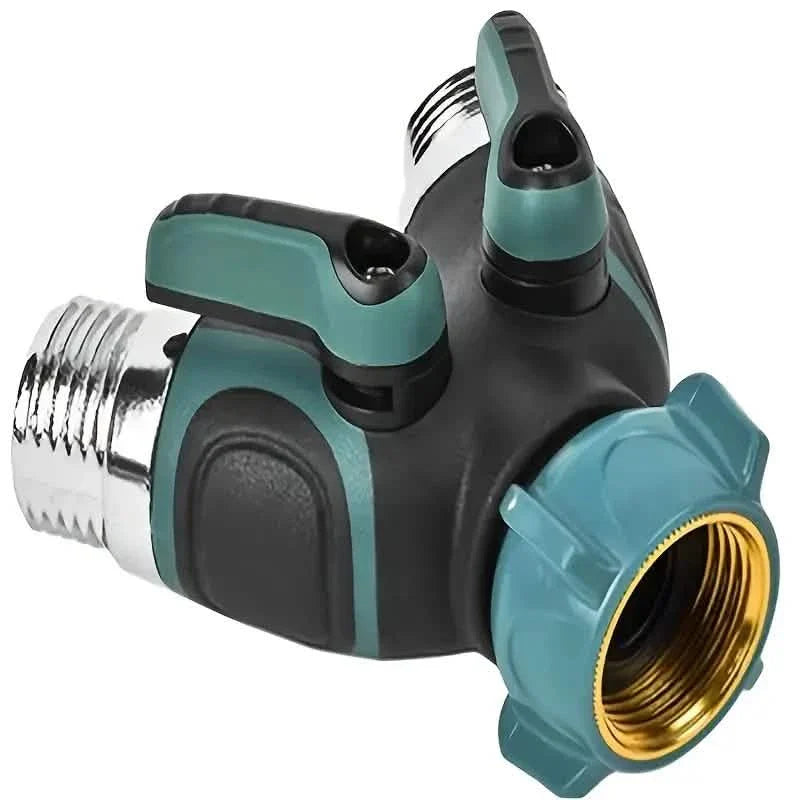 Hose Splitter 2 Way 3/4" Faucet Y Connector with Shut-off Valve