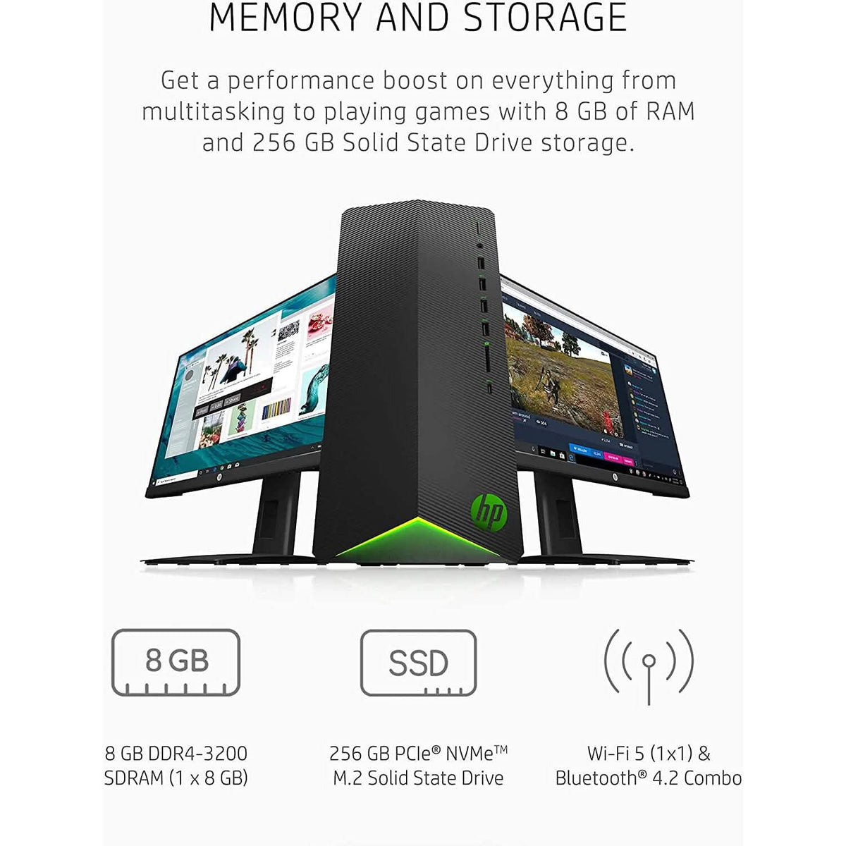 HP Pavilion Gaming PC AMD Ryzen 3 5300G Processor 8GB RAM 256GB SSD (Refurbished)